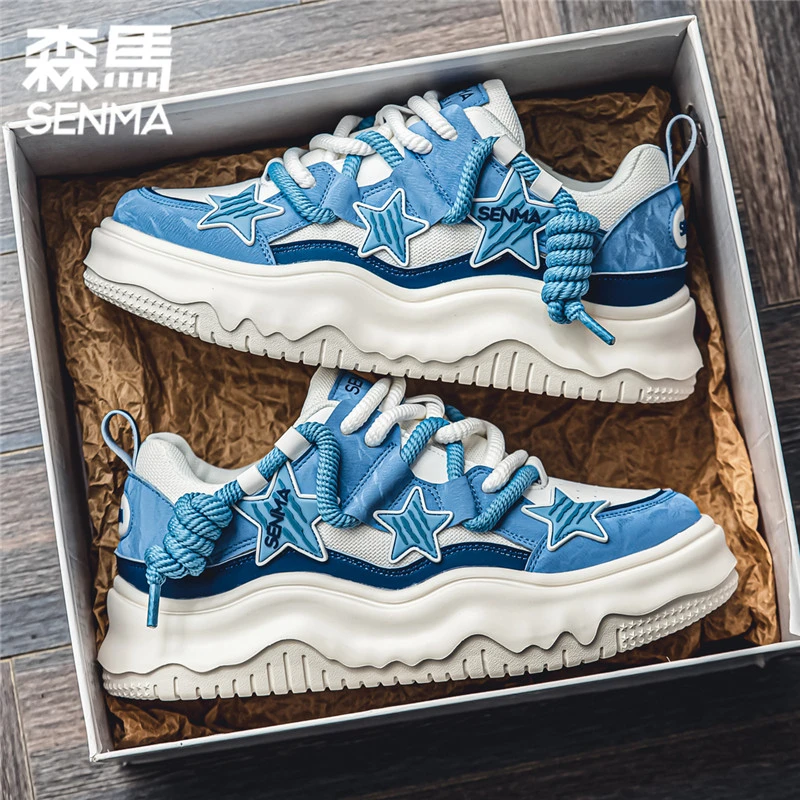 森马男鞋男士时尚百搭厚底增高潮牌面包鞋潮流星星板鞋软底潮鞋子