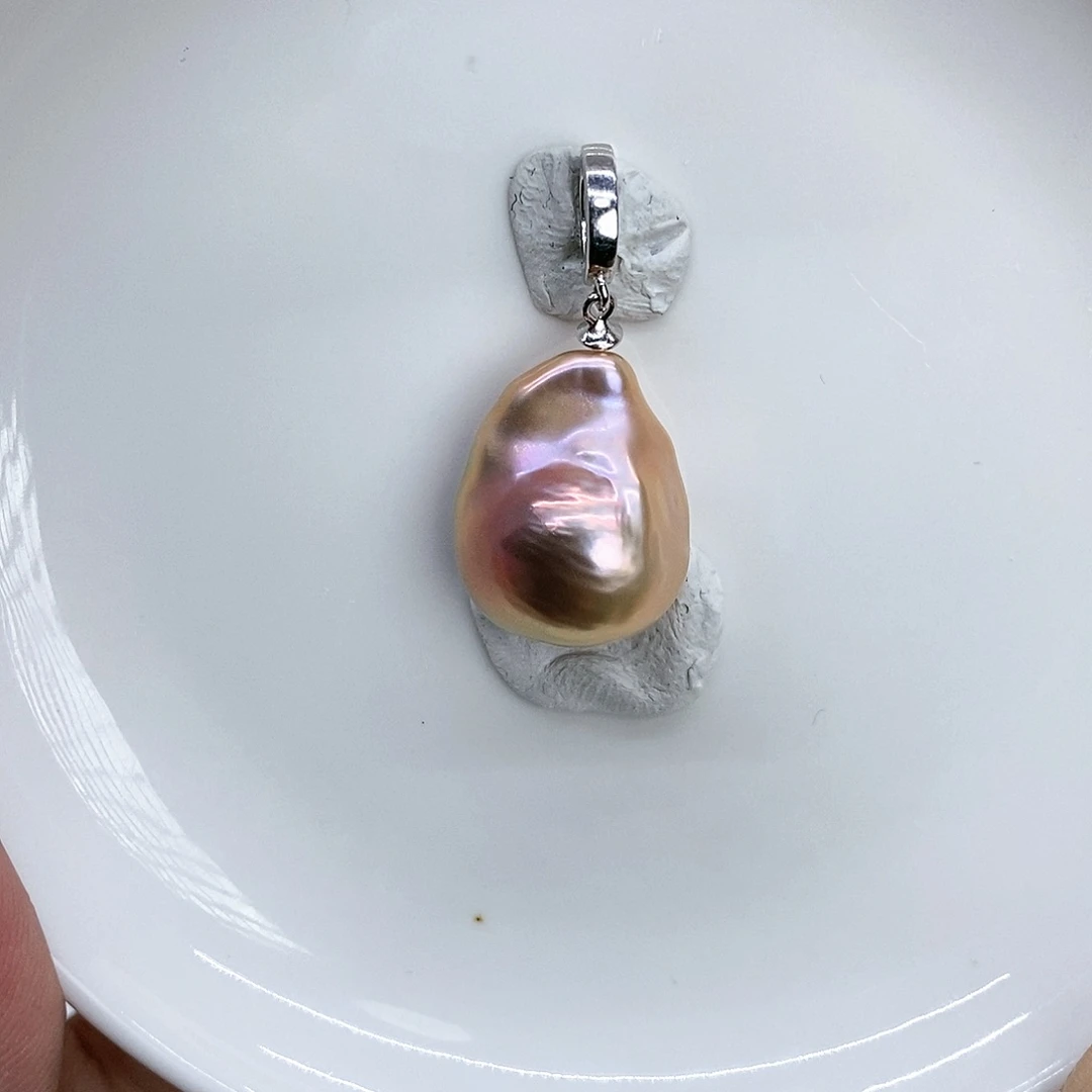 淡水珍珠吊坠(不含链)银S925镶嵌