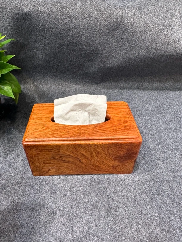 缅花单格木质抽纸盒桌面红木中式