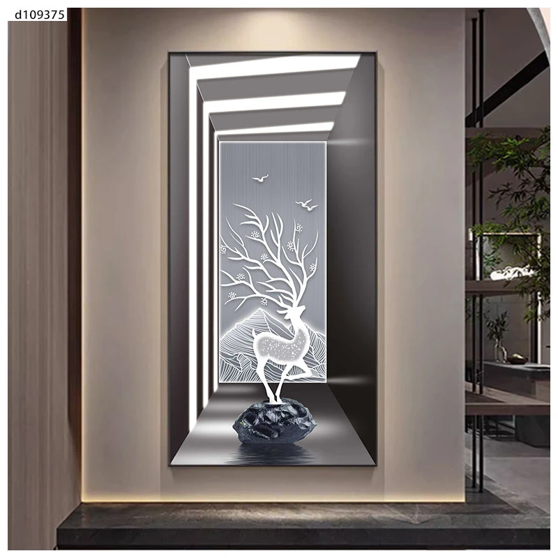 轻奢入户玄关装饰画现代简约抽象过道客厅走廊壁画高端挂画竖版