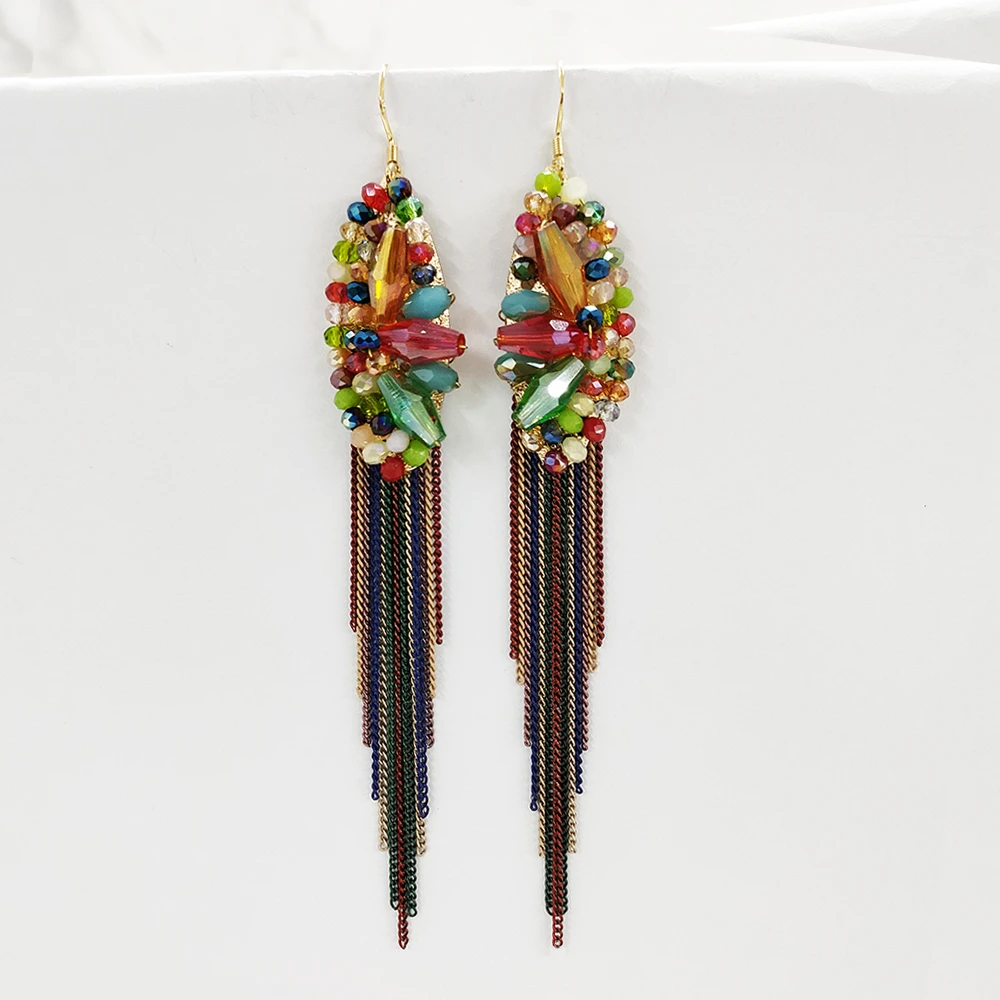 铜合金琉璃耳饰 民族风手工流苏耳环1653