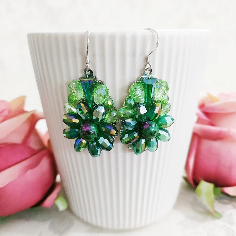 铜合金琉璃耳饰 民族风手工编织耳环耳坠2520