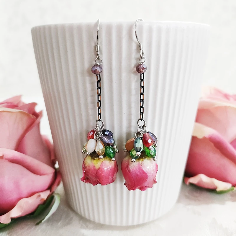 铜合金琉璃耳饰 民族风手工气质花卉耳环3024