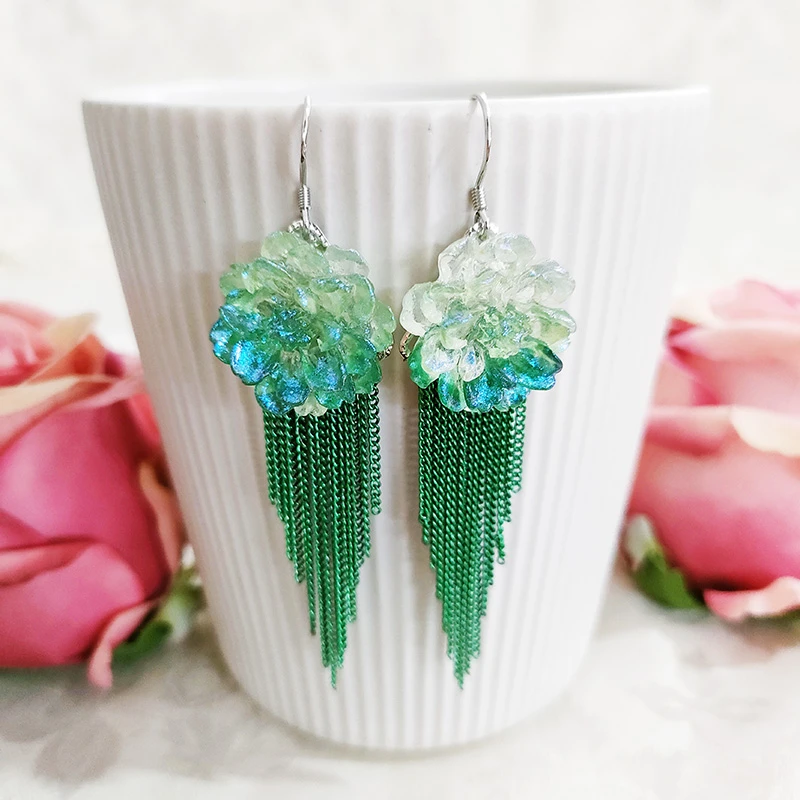 铜合金耳饰 民族风纯手工气质花瓣流苏耳环2967