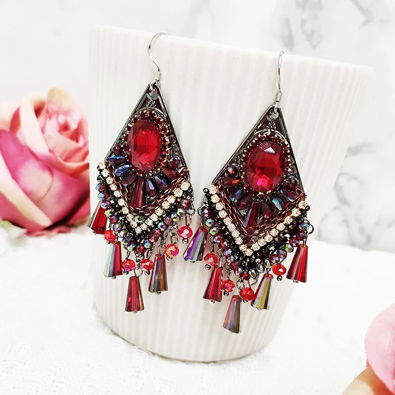 铜合金玻璃耳饰 民族风纯手工制作耳环3615