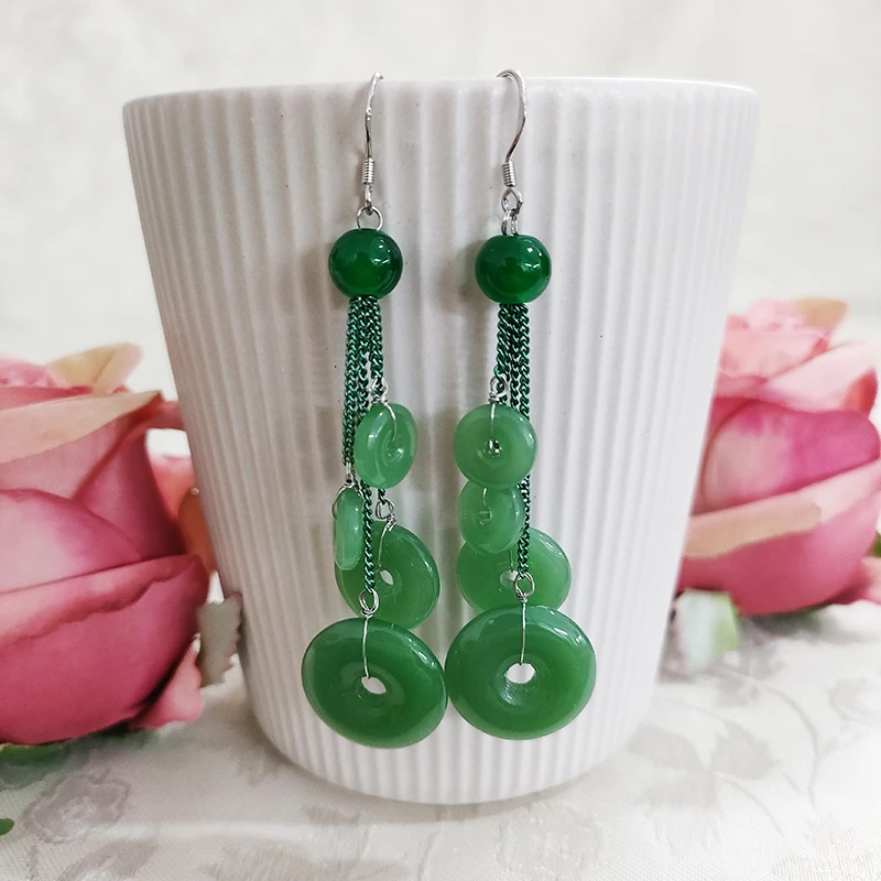 铜合金耳饰 民族风气质手工平安扣流苏耳环2744