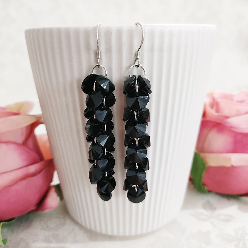 铜合金琉璃耳饰 民族风手工串珠重工流苏耳环2418