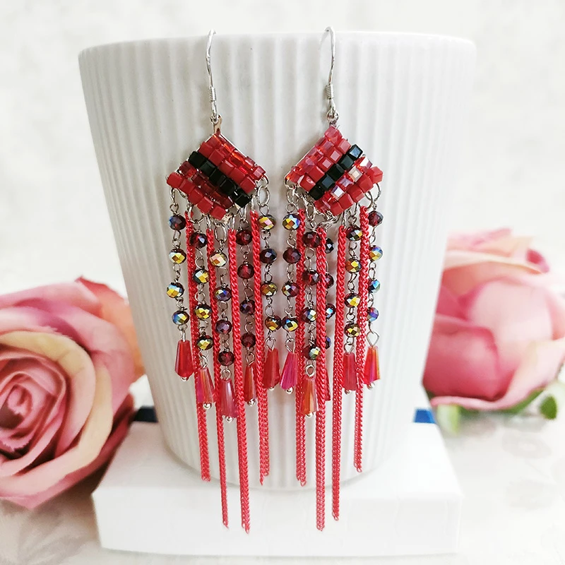 铜合金耳饰 民族风手工流苏耳环2515