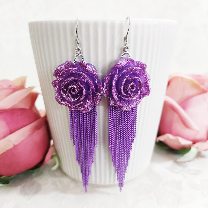 铜合金耳饰 民族风纯手工气质花卉流苏耳环2693