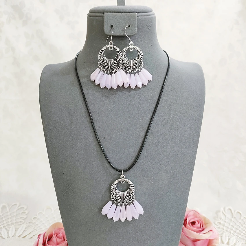 铜合金项链 民族风手工项链套装耳坠饰品3155