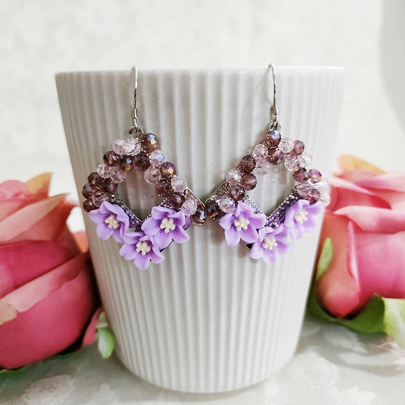 铜合金琉璃耳饰 民族风纯手工气质花瓣耳环2270