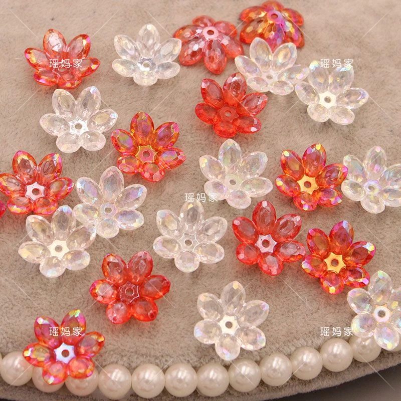 50个装亚克力镀彩莲花花心diy蝴蝶结发夹古风对夹发饰材料配件