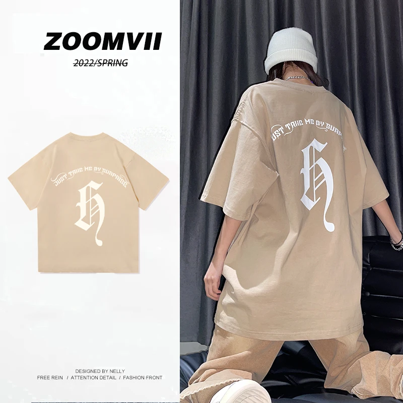 ZOOMVII中长款重磅美潮复古男女同款情侣T恤