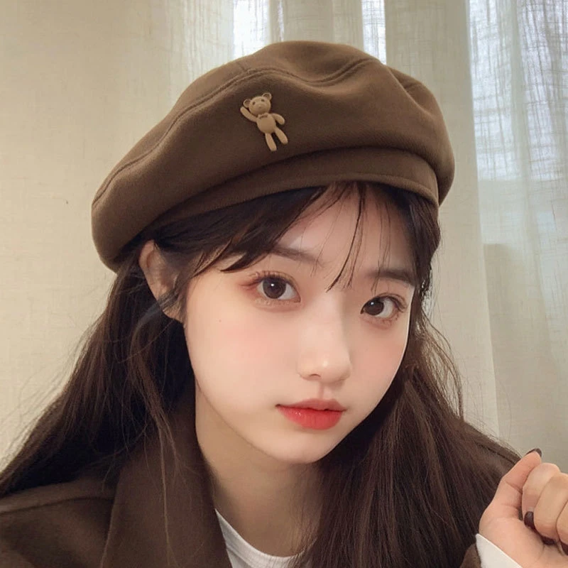 日系贝雷帽女秋冬季新款毛呢复古显脸小可爱学院风美拉德画家帽