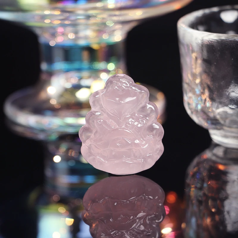 【七七推荐】W2粉晶将军狐雕刻件吊坠（多样性发其一）