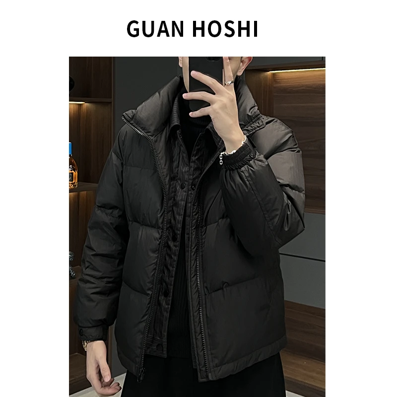 【冠什么希男装】冬季厚款假两件白鸭绒羽绒服宽松廓形立领外套8835