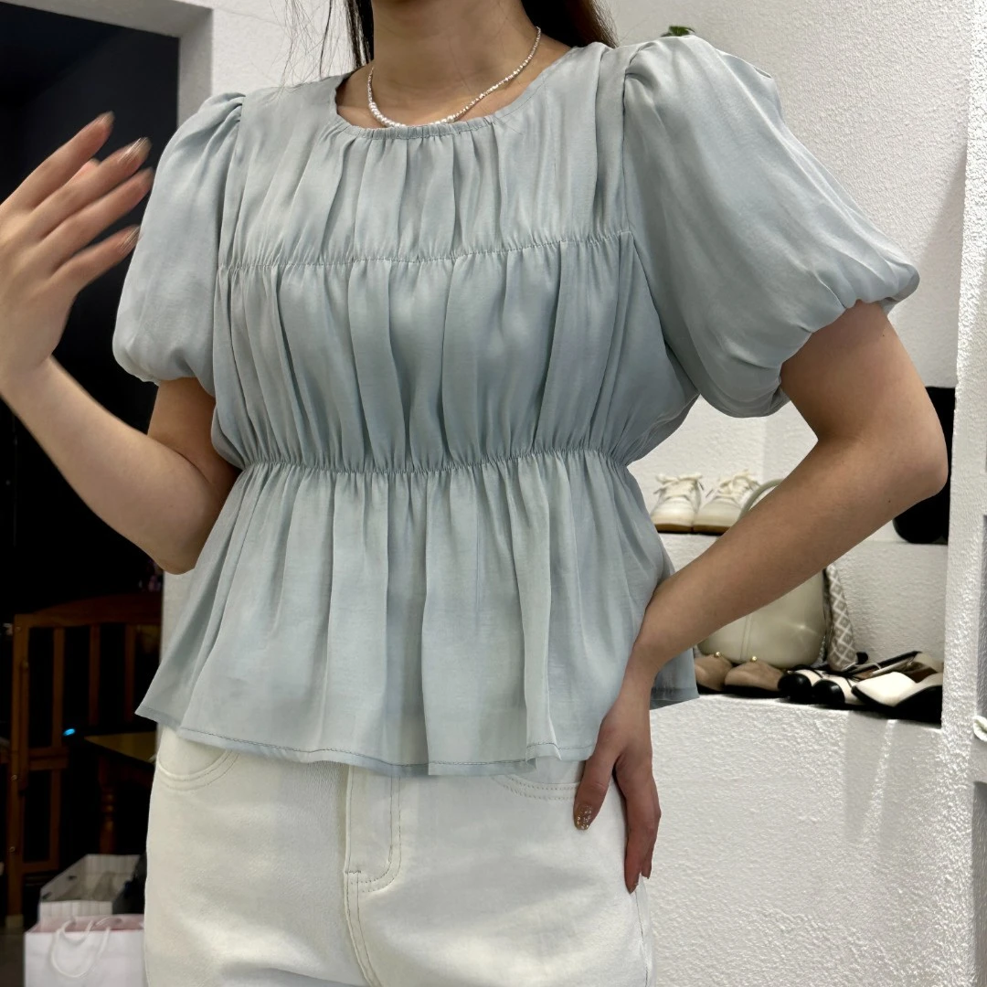 夏季褶皱气质韩系甜美百搭娃娃衫【温柔小姐姐】