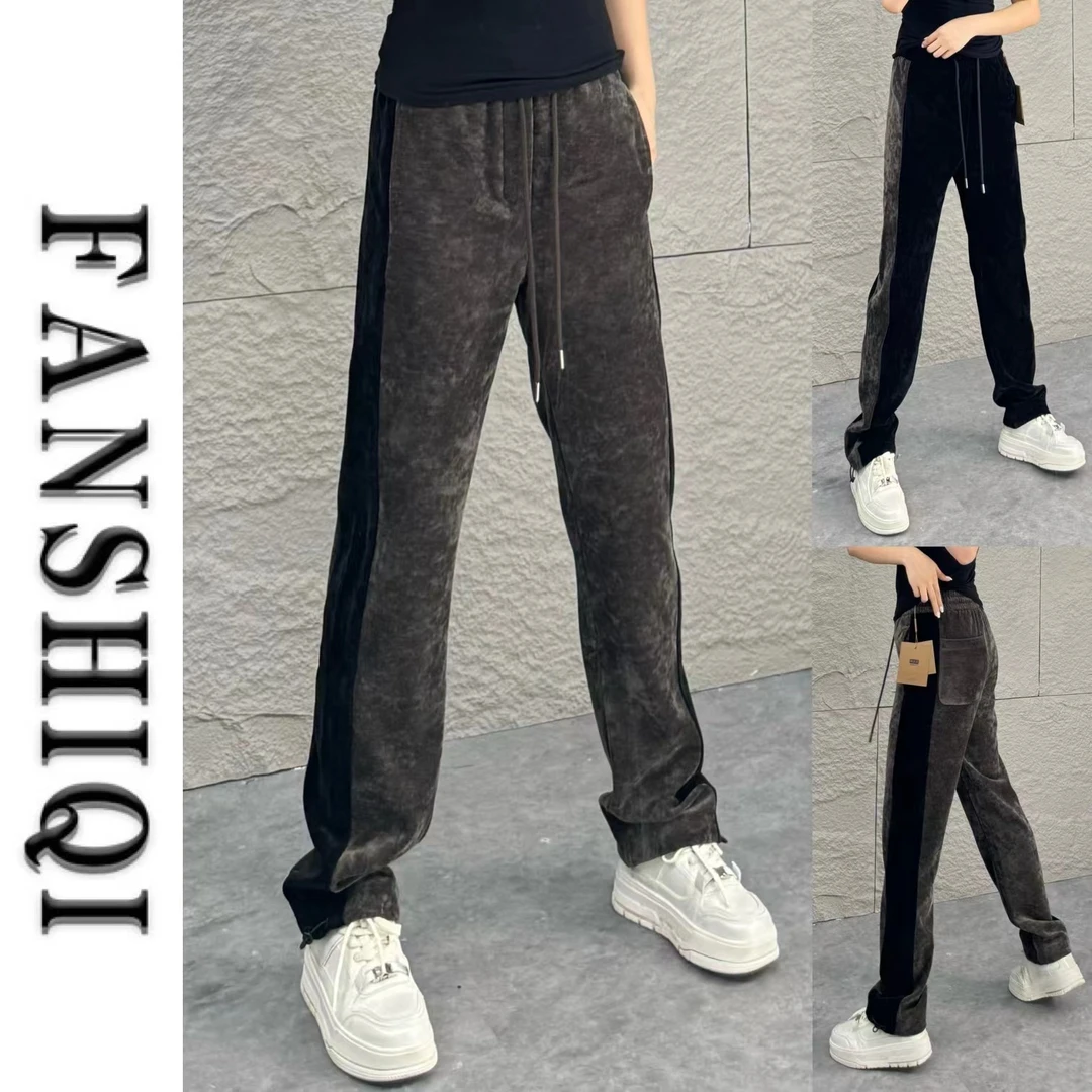 高端男士秋季云朵绒拼接设计商务休闲裤显瘦时尚外穿直筒卫裤6726