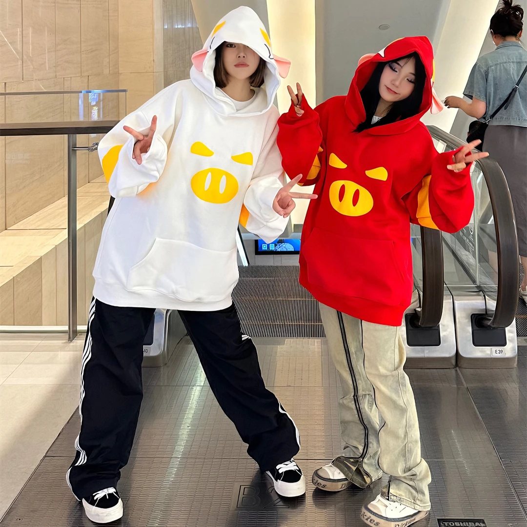 GG爆男神!ggbond猪猪侠连帽卫衣男女秋冬2023新款百搭情侣外套潮
