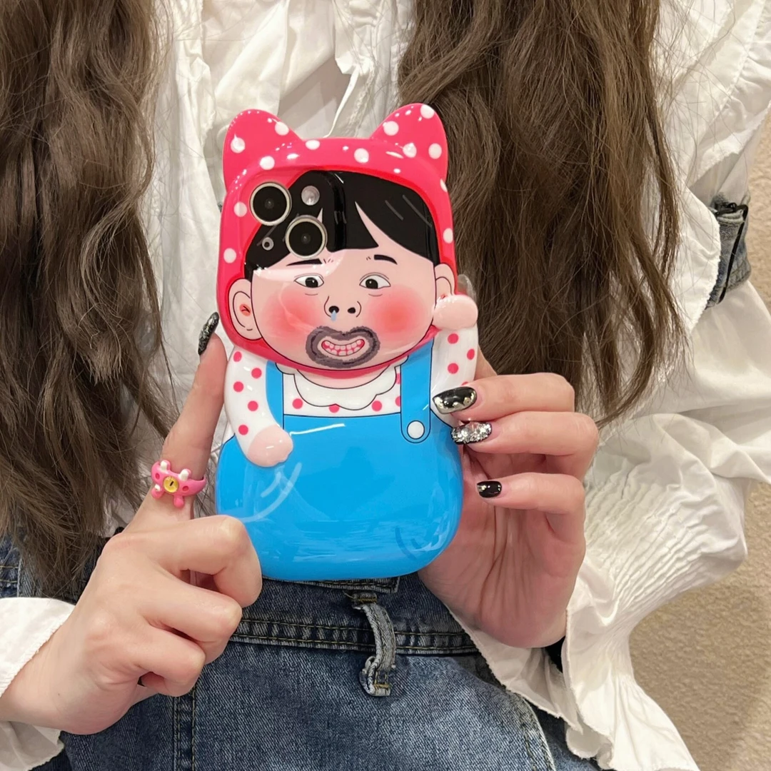 卡通趣味包租婆iPhone15Promax苹果14手机壳13全包12防摔15情侣潮