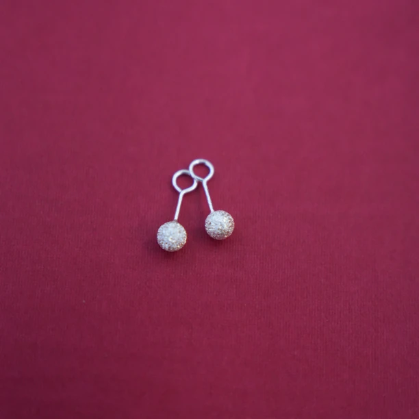 足银耳饰 磨砂弯钩古法女士银耳钉