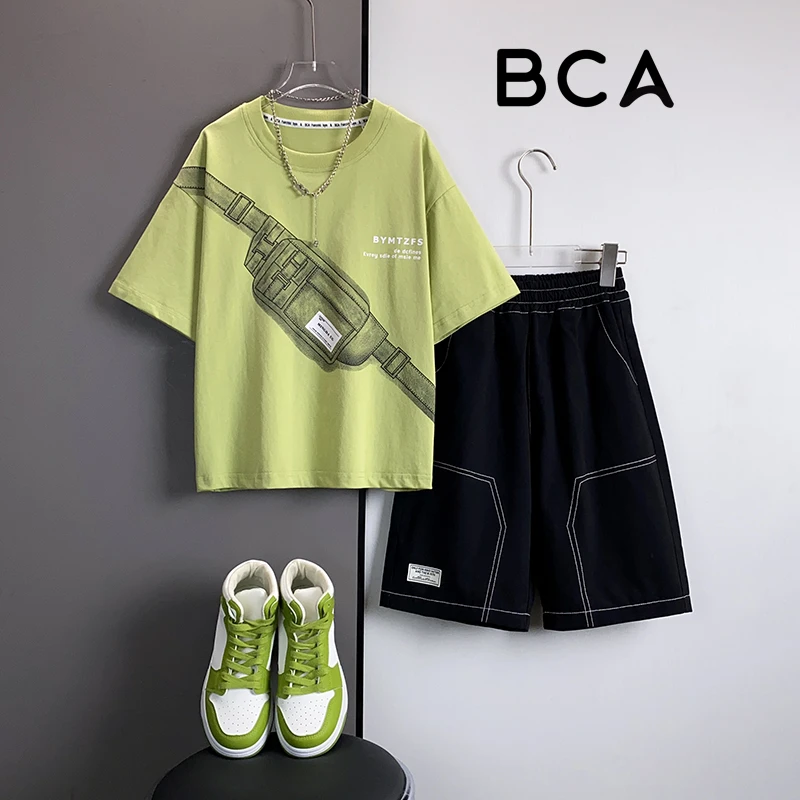 BCA男童夏季新款中大童男孩潮流帅气短袖两件套DF-套装2359