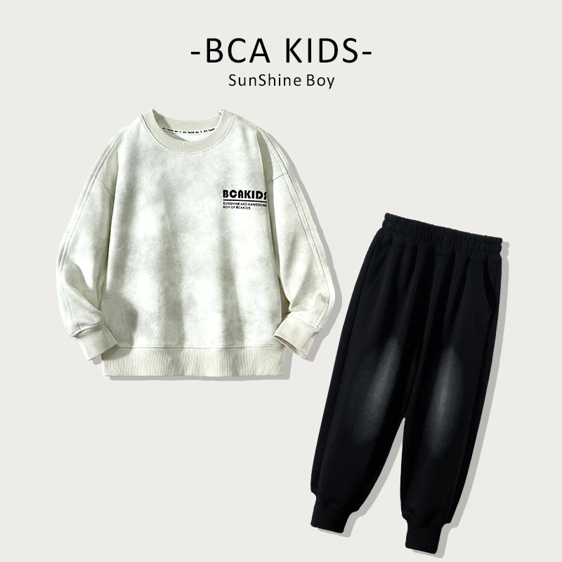 【贝伊萌】男童秋季新款中大童潮男孩时尚字母两件套装DF-套装2545