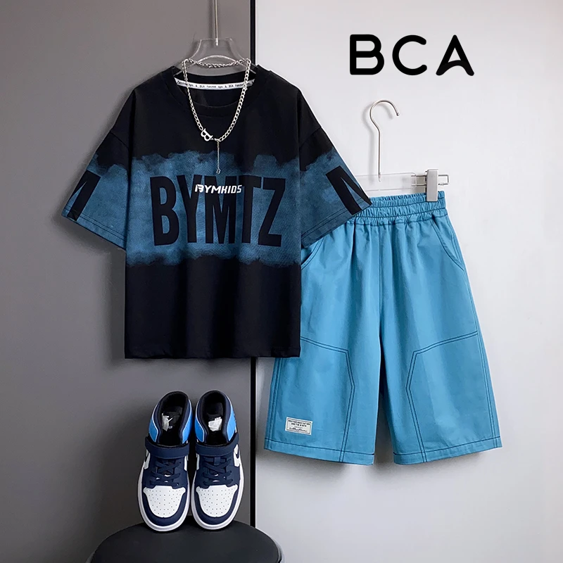 【贝伊萌】男童夏季新款中大童男孩潮流洋气短袖两件套DF-套装2286