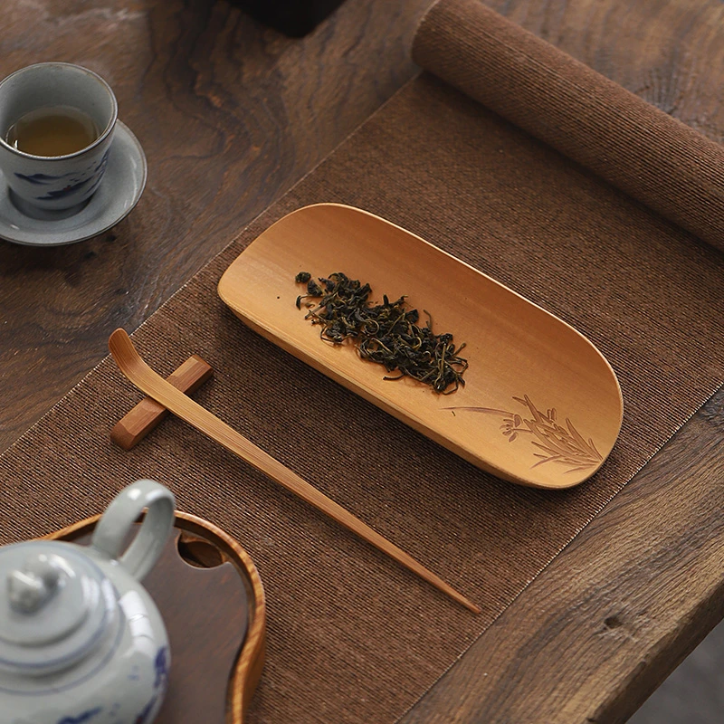 茶则三件套家用功夫茶具配件竹制茶匙茶铲轻奢简约茶拨分茶器茶荷