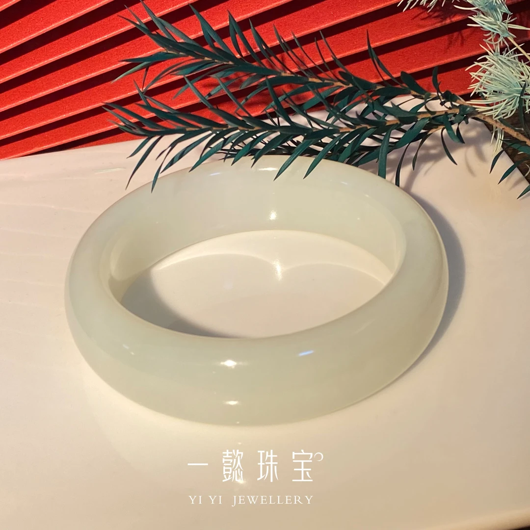 【一懿珠宝】素雪/和田玉白玉手镯 高档搭配款 【圈口53-62】by141