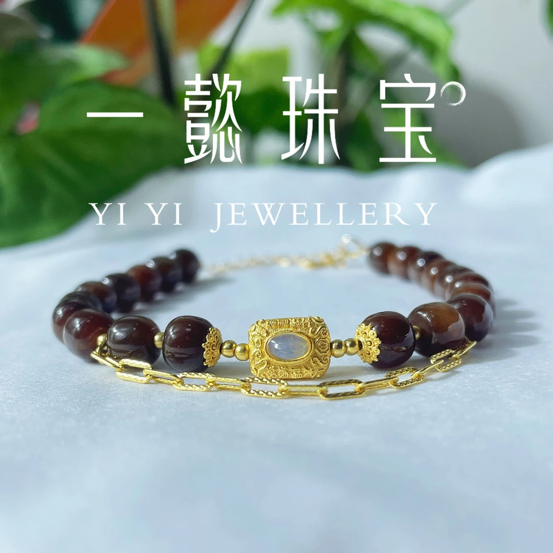 【一懿珠宝】s925银和田玉糖老型单圈手链经典复古精美气质 ty138