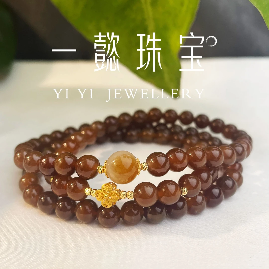 【一懿珠宝】黎/和田玉百搭糖三圈手串 气质时尚多圈18k金手串ty029