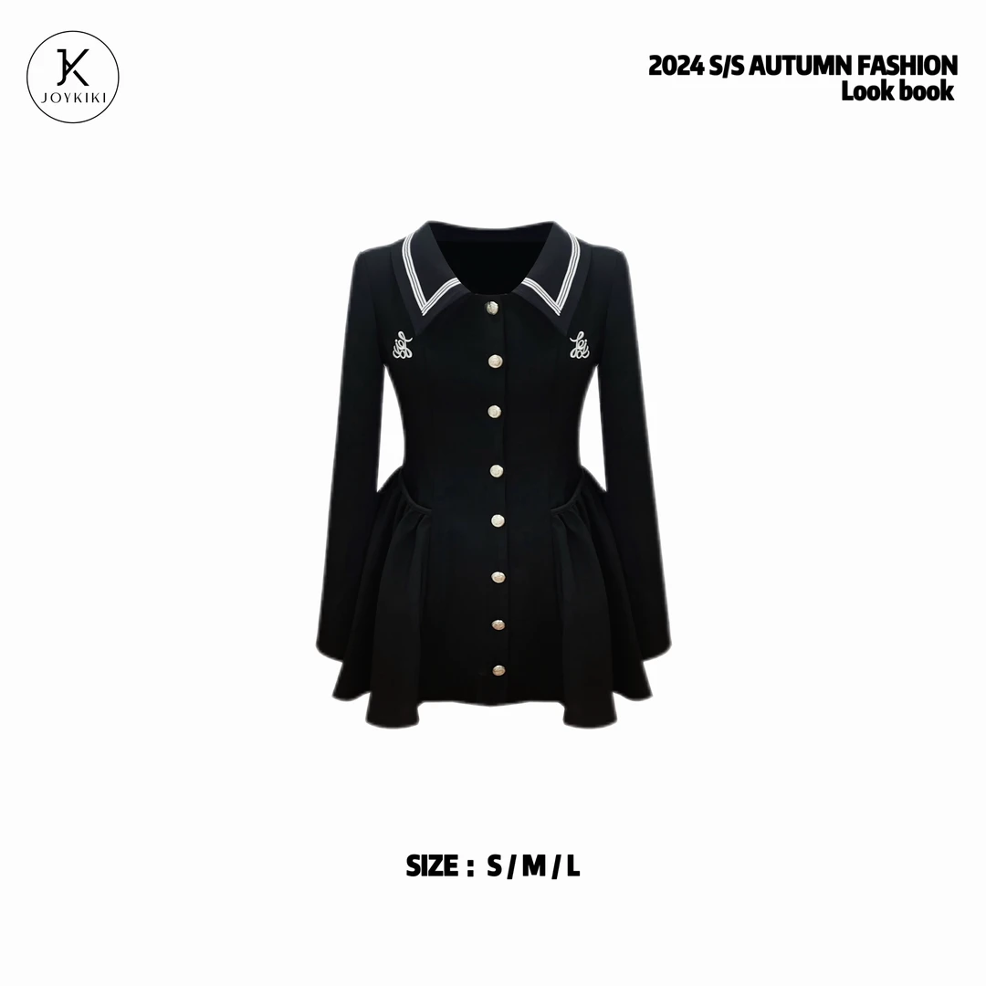 JOY KIKI 金金【韩高优等生】冬季学院风气质修身连衣裙 J24D266