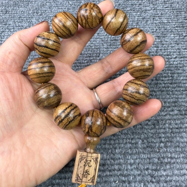 越南虎皮纹2.0单圈配方牌沉香木串文玩手串