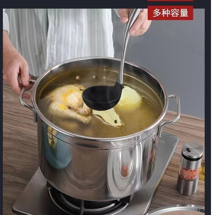 特厚不锈钢桶带盖汤锅家用油桶加厚加高大容量商用储水桶圆桶卤锅