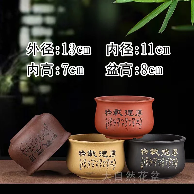 宜兴紫砂多肉菖蒲文人文竹金弹子松柏桌面盆景盆栽透气花盆