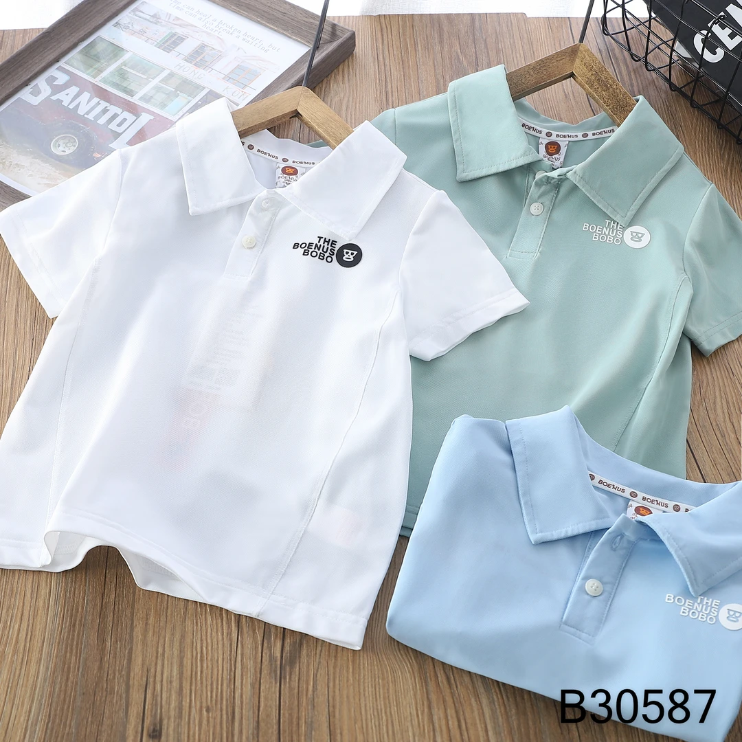 【MIEVE DUCK】夏季儿童冰丝珠地POLO衫休闲中大童翻领半袖30587