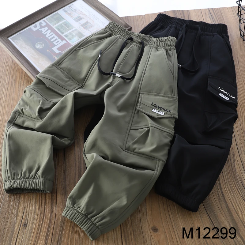 【MIEVE DUCK】冬儿童软壳冲锋裤帅气百搭加绒工装裤长裤12299