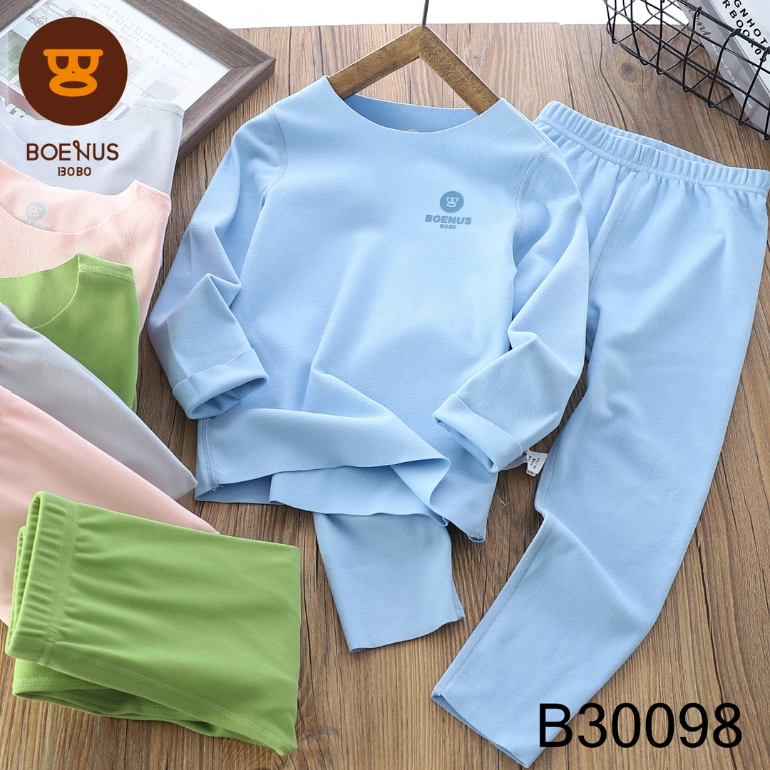 【BOENUS】2023秋冬新款儿童保暖内衣套装德绒双弹力百搭时尚30098