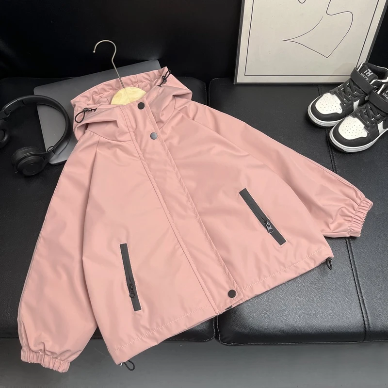 儿童冲锋衣秋款上衣2024春秋新款省心穿搭男女童亲子纯色外套