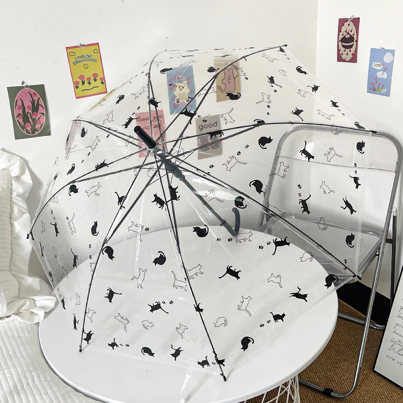 日系猫咪物语小清新文艺范成人学生儿童全自动轻量折叠透明雨伞女