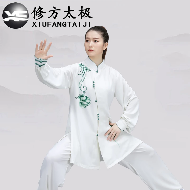 太极服女新款弹力棉飘逸中国风晨练武术比赛表演太极拳练功服春秋