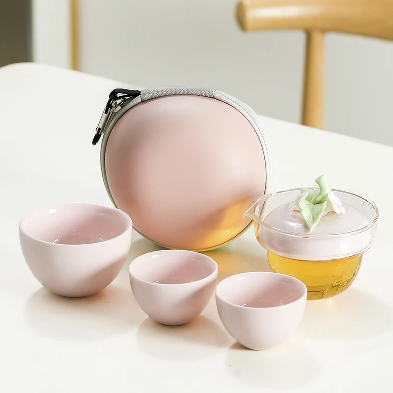 幸福平安茉莉花旅行茶具套装快客杯便携简约功夫茶具户外泡茶器