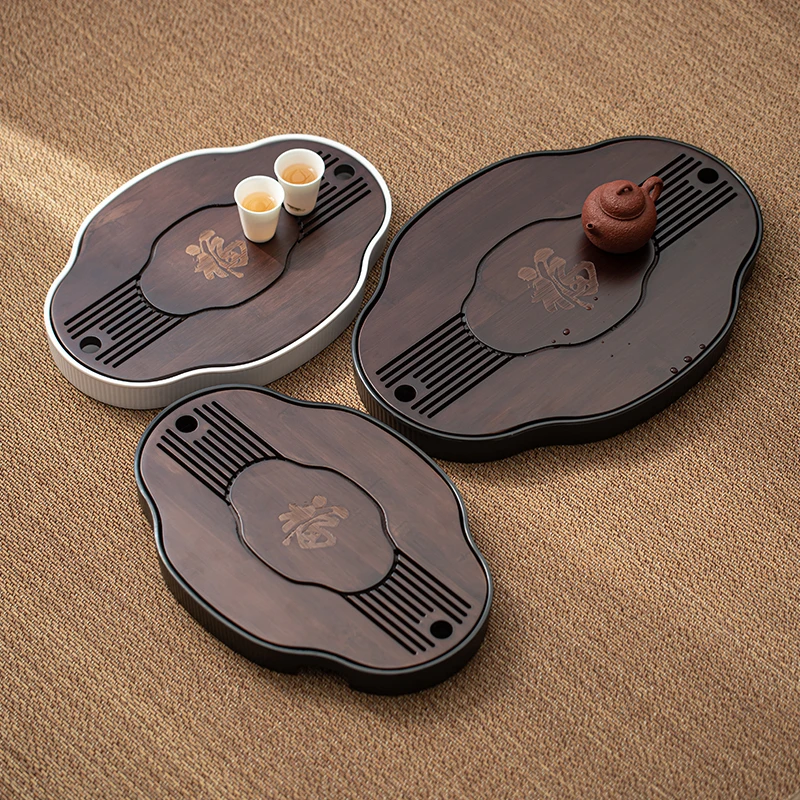 晟翔陶瓷茶具干泡通用简约排水两用福如意茶盘