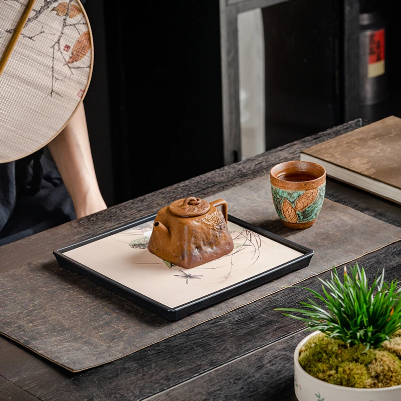 晟翔中国风简约创意家用多款式吸水干泡盘粗陶陶瓷小茶盘