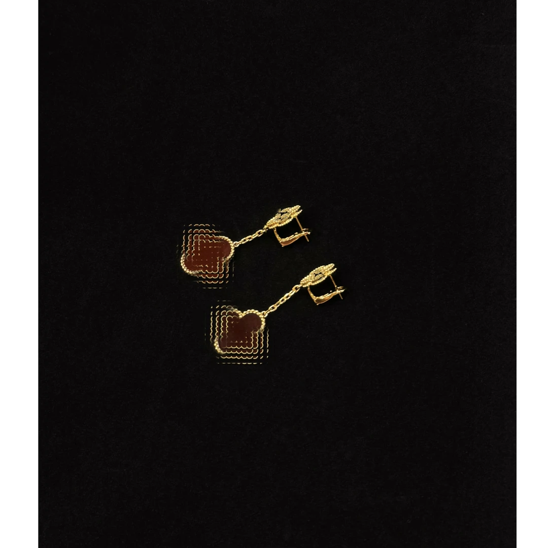 铜合金耳饰 【晨老板】N 四叶草红色吊坠耳环69245103