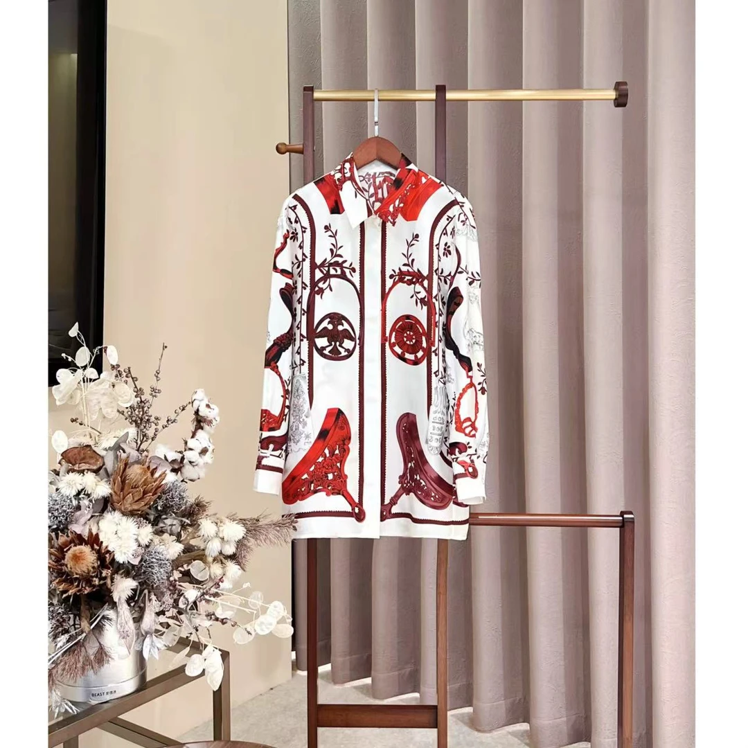 【晨老板】N【悠然舒适】时尚马具印花长袖衬衫衬衣69249027