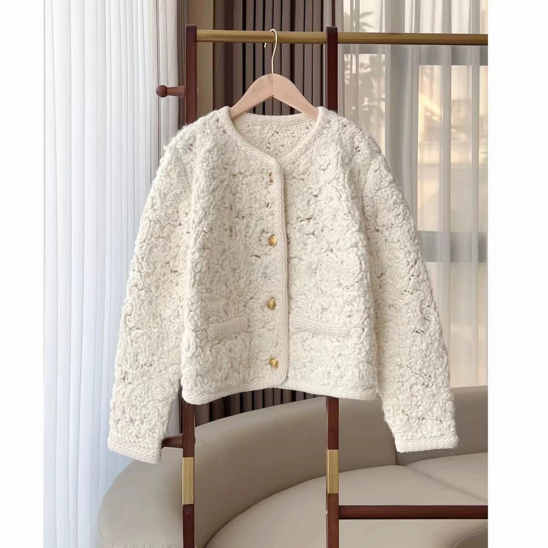 【晨老板】N【云中Angel】高级版勾花镂空针织外套79233074