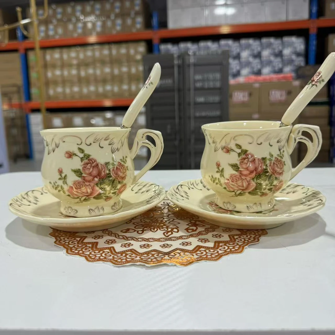 陶瓷咖啡杯英式下午茶家用办公花茶杯咖啡具套装欧式轻奢实用