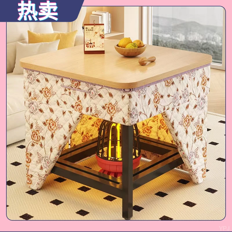 折叠桌烤火桌子家用冬天取暖桌不锈钢简易多功能烤火架正方形餐桌